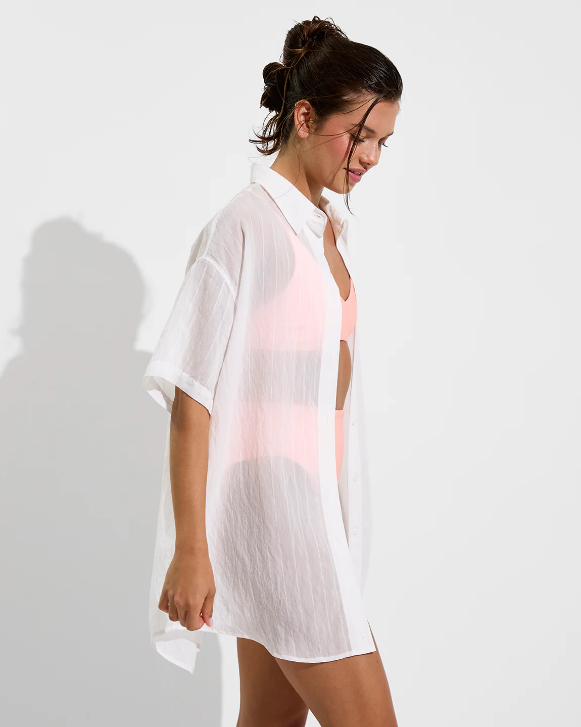 Day Trip Button Down *Sheer Stripe - Coconut - Image 3