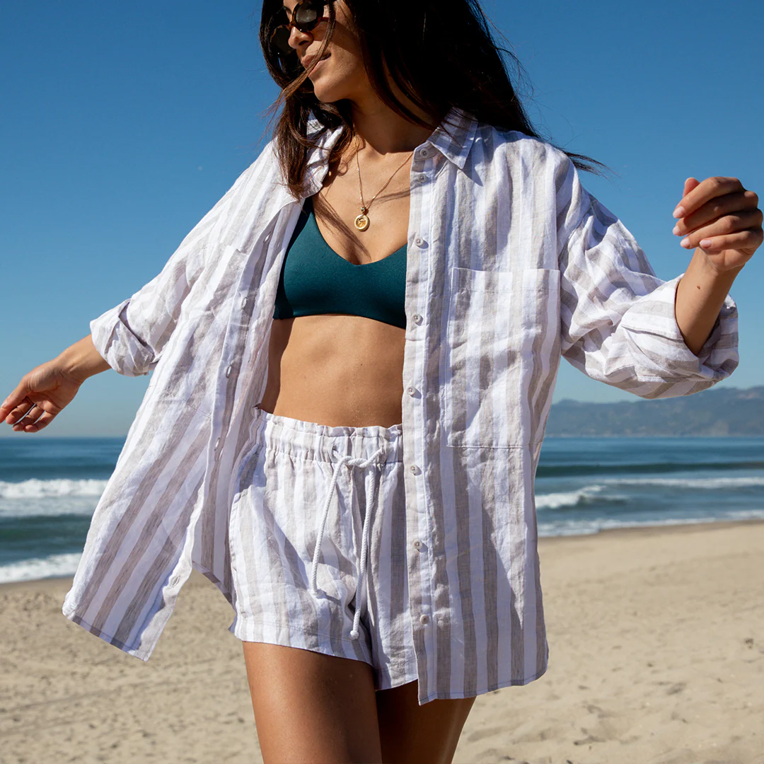 Getaway Button Down - Beach Stripe: Beach / Coconut - Image 3